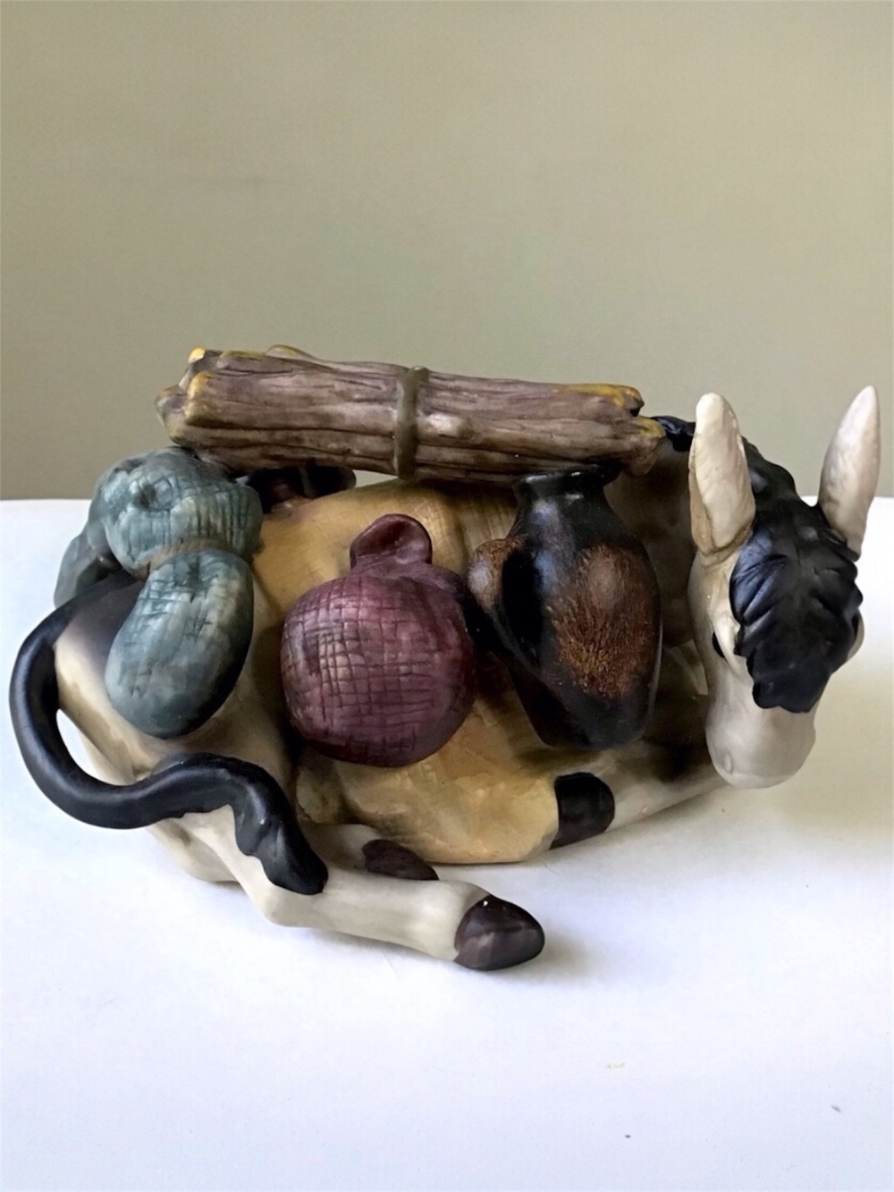 Christmas Nativity Donkey Figurine Replacement Piece Hand Painted Porcelain